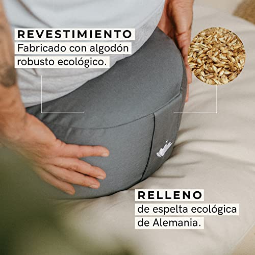 Lotuscrafts Cojin Meditacion - Altura 20 cm - Relleno de Espelta - Cubierta en Algodón Lavable - Imagen 3