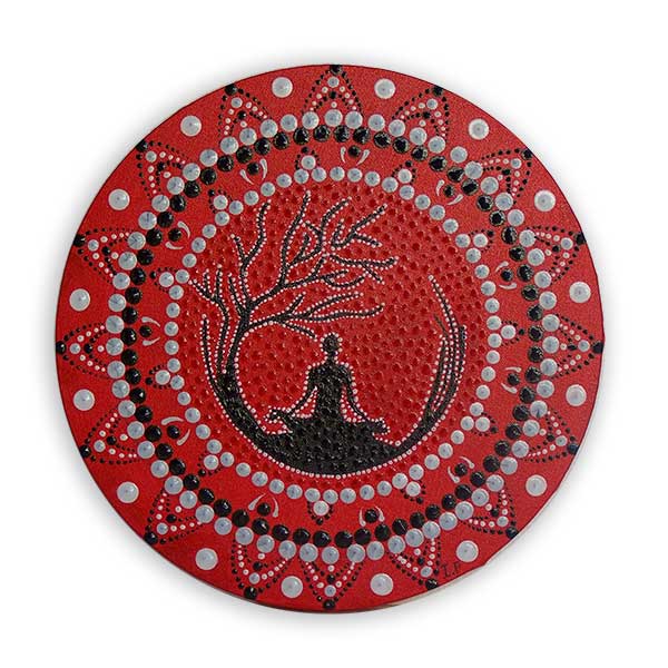 Cuadro Puntillismo Meditación Rojo